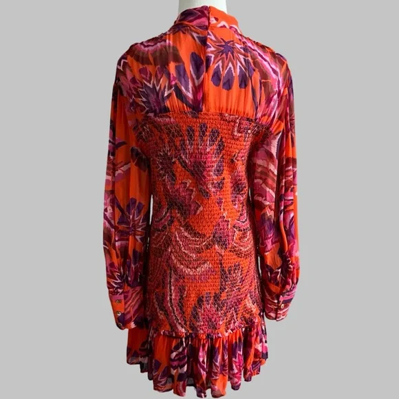 Farm Rio Chevron Forest Orange Mini 
Dress Size M - Picture 4 of 13